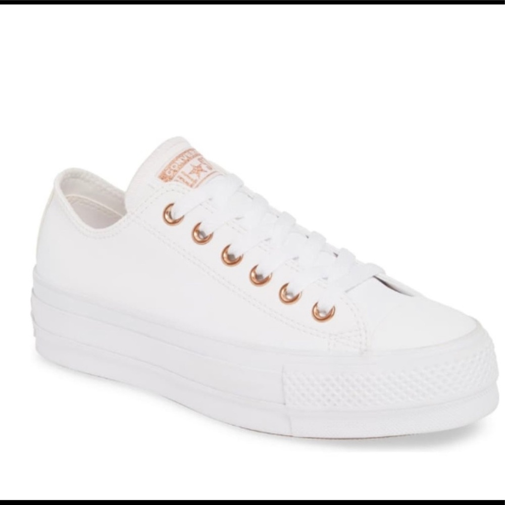 Like New Rose Gold White Converse Size 8